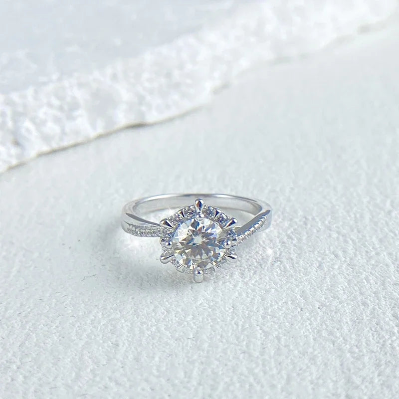 NeeTim 0.5/1CT Moissanite Diamond Rings Wedding Band for Women 925 Sterling Silver Plated 18k White Gold Promise Ring Certified Vera Lux