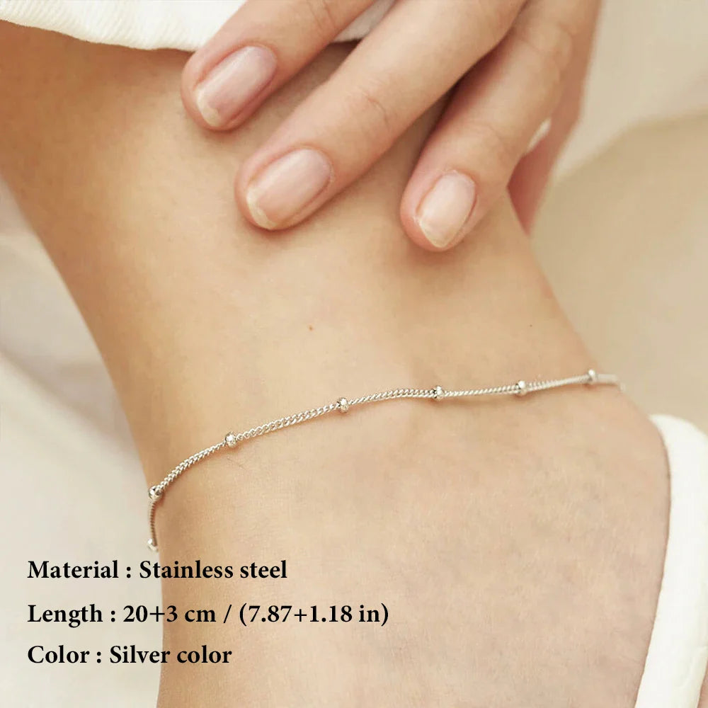 SUNIBI Fashionable Stainless Steel Minimalist Bead Decor Anklet Chain For Women Wholesale Dropshipping Vera Lux