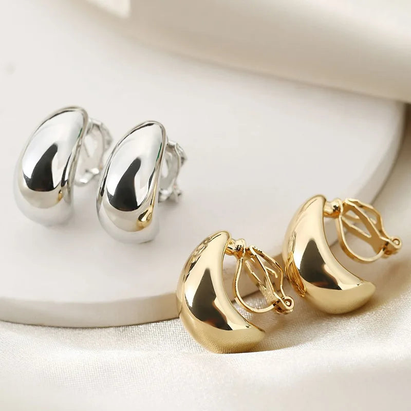 New French Light Luxury Droplet Shaped Ear Clip with No Ear Holes, High Grade, Simple and Smooth Female Earrings Accessories Vera Lux