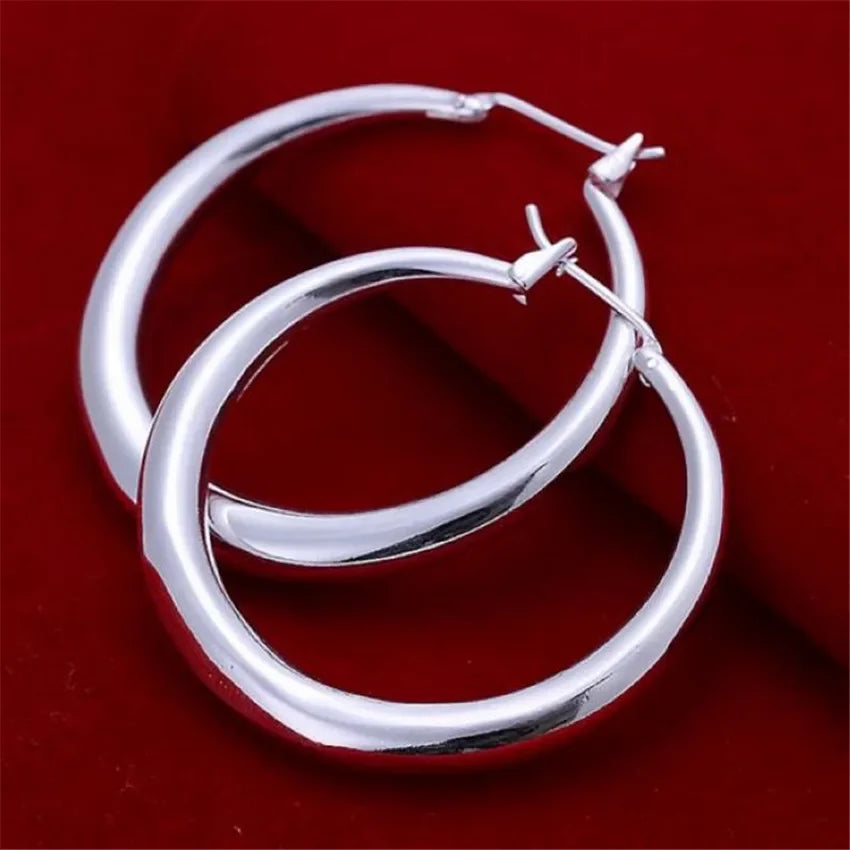 925 Sterling Silver 33mm Big Circle Round Hoop Earring For Women Unusual Earrings 2025 Trend Christmas Jewelry Vera Lux