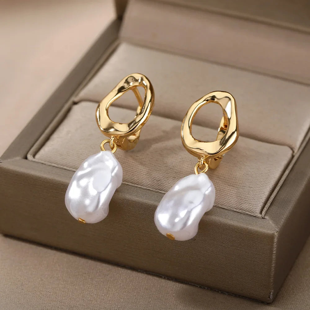 Heart Stainless Steel Earrings for Women Zircon Gold Color Hoop Earring Aesthetic Waterproof Ear Piercing Jewelry Accessories Vera Lux