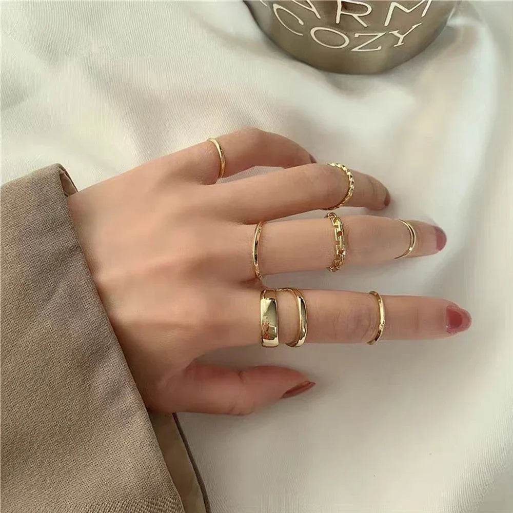 The Tide Cool Ring Set Female Korean Ring Ring Net Red Jewelry Not Fade Color Ring Cold Wind Hip Hop Index Finger Ring Vera Lux