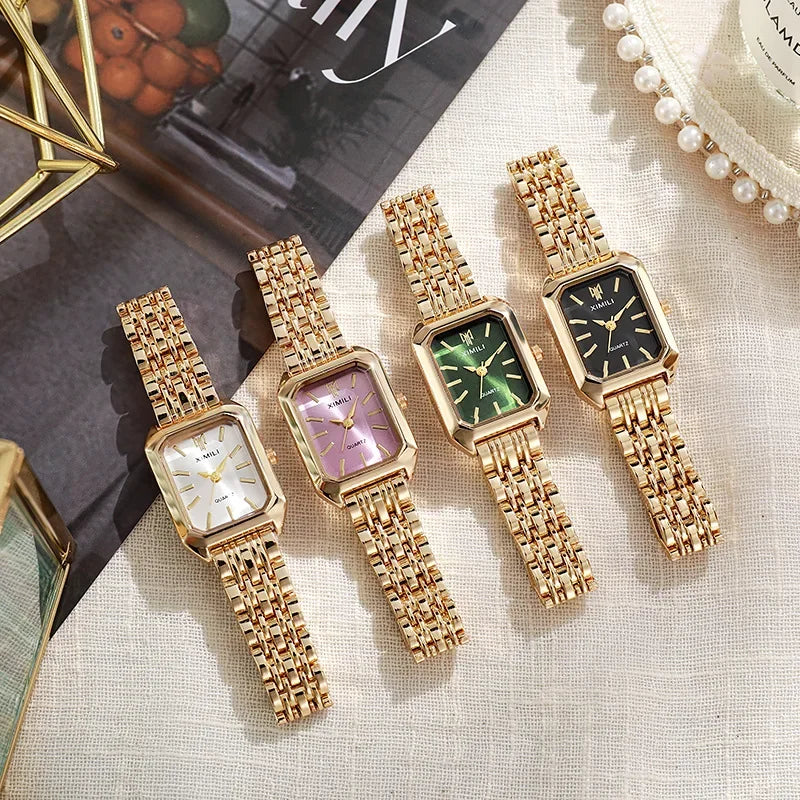 2025 Hot Brand Stainless Steel Strap Watch Women Luxury Gift Quartz Wristwatch Student Fashion Simple Square Quartz Watches Vera Lux