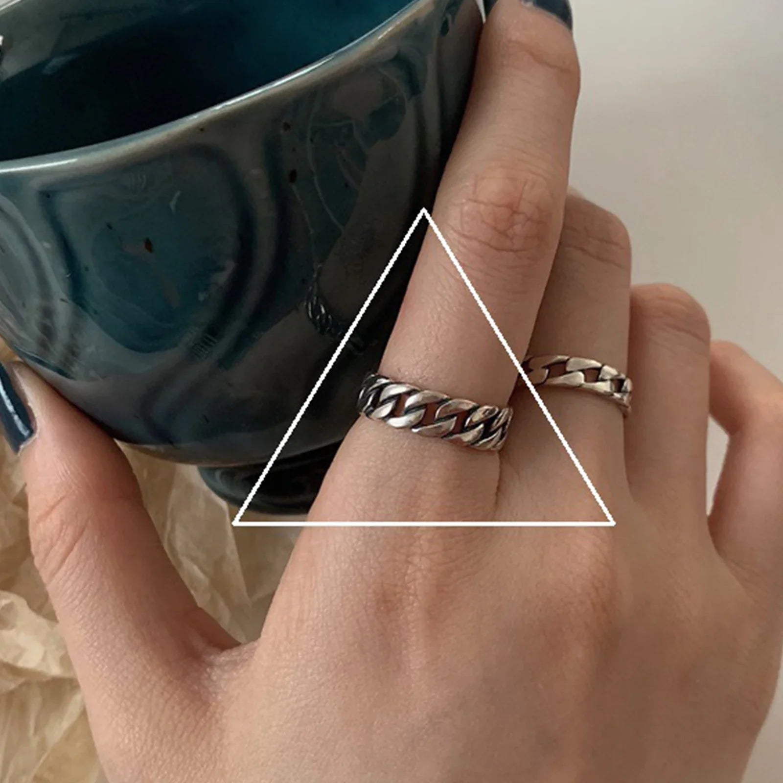 925 Sterling Silver Finger Rings New Fashion Creative Cross Hollow Chain Geometric Party Jewelry Gifts Vera Lux