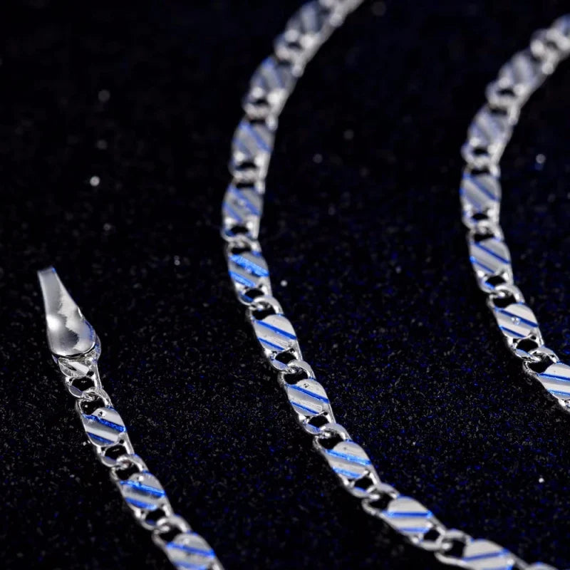 New Luxury 925 Sterling Silver Special 2MM Flat Clavicle Chains Necklaces for Men Women Wedding Jewelry Christmas Gifts 40-75cm Vera Lux