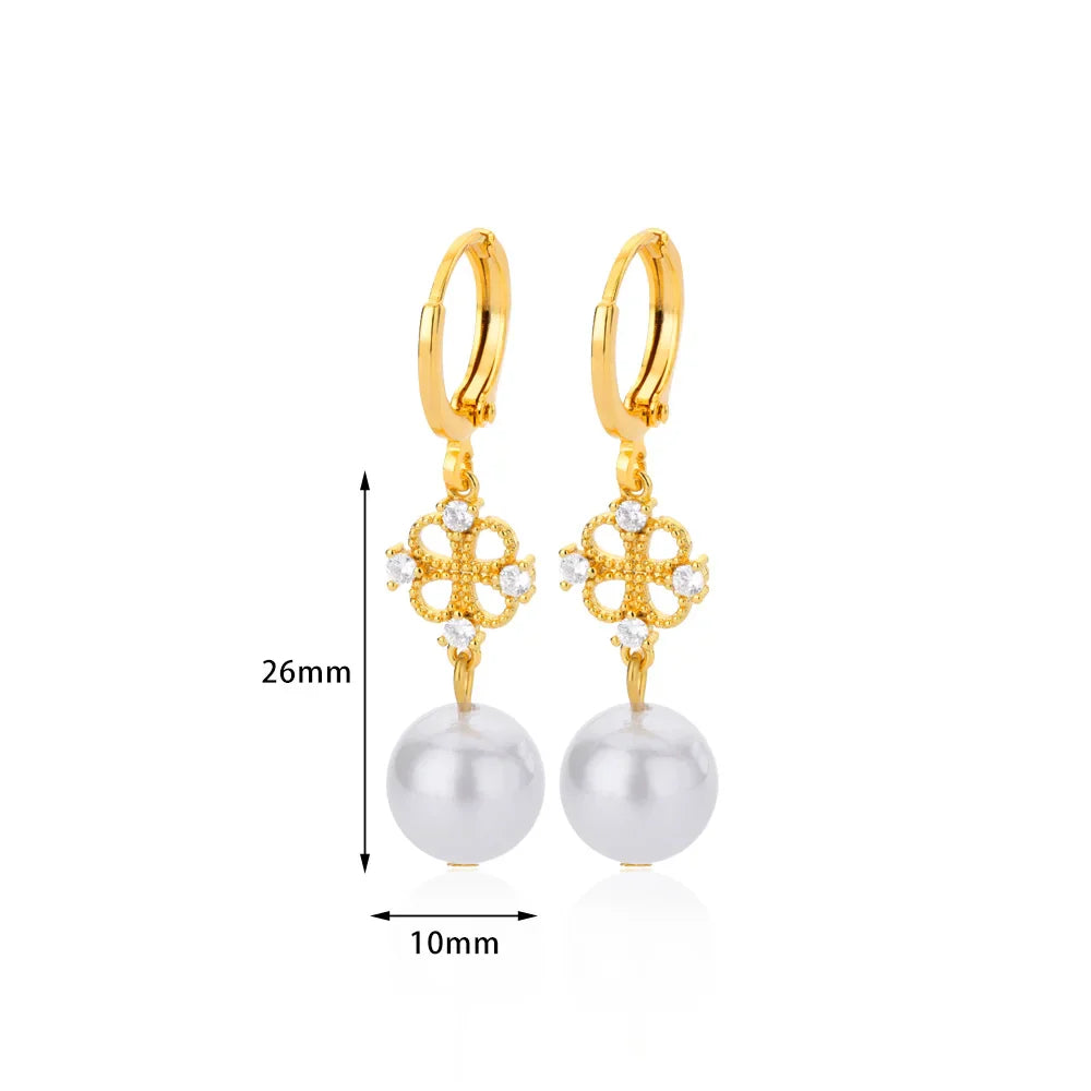 Zircon Natural Pearl Earrings For Women Gold Plated Stainless Steel Geometric Hoop Pearl Earring Wedding Bridesmaid Jewelry Gift Vera Lux