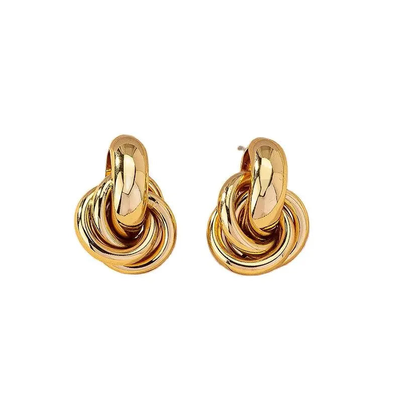 Obega Gold SIlver Color Knot Hoop Earring For Women Shiny Plating Trendy Earring Stud Cute Daily Wear Jewelry Vera Lux