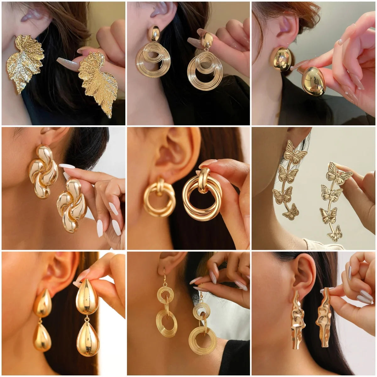 Minimalism Personality Metal Drop Earrings for Women Leaf Round Water Droplet Butterfly Twist Metal Earrings Geometry Jewelry Vera Lux