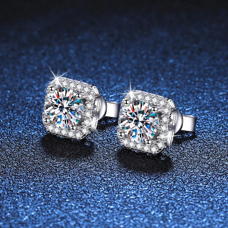 Neetim Real 0.5-1 Carat D Color Moissanite Stud Earrings For Women 100% 925 Sterling Silver Sparkling Earring Wedding Jewelry Vera Lux