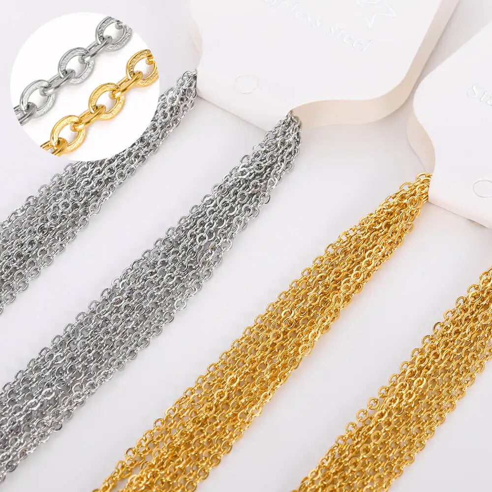 10pcs/set Stainless Steel Gold Color Necklace For Women 45cm Chain DIY Jewelry Accessories Making Materials Handmade Supplies Vera Lux
