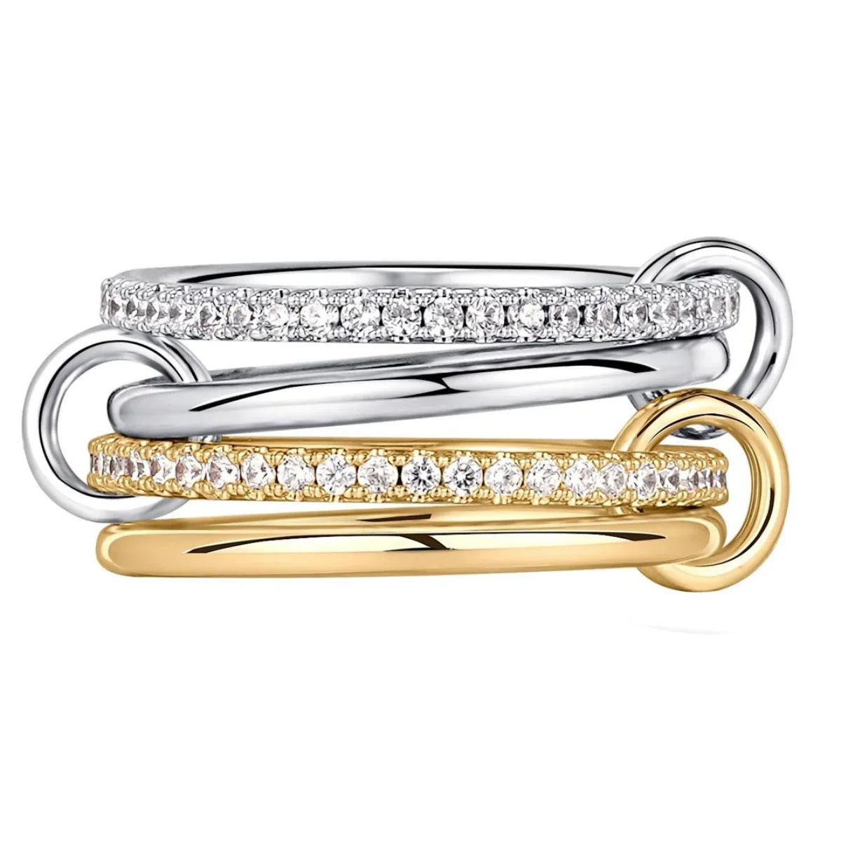 A Niche Two-Color Four-Ring Copper Jewelry Ring, Hypoallergenic, Ins Style, Stacking Artifact, Suitable For Young Women Vera Lux
