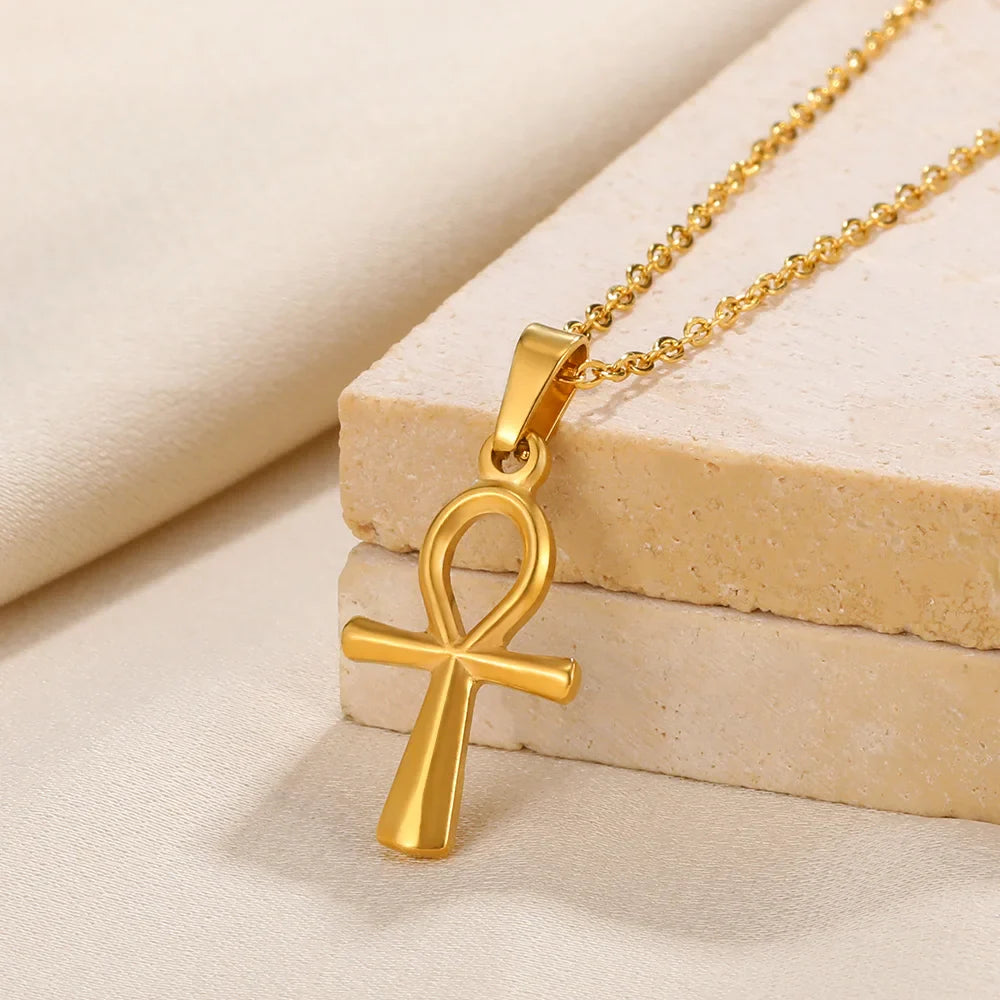Cross Goddess Pendant Necklace for Women Stainless Steel 316L Gold Color Necklace 2025 New Party Jewelry Aesthetic Accessories Vera Lux