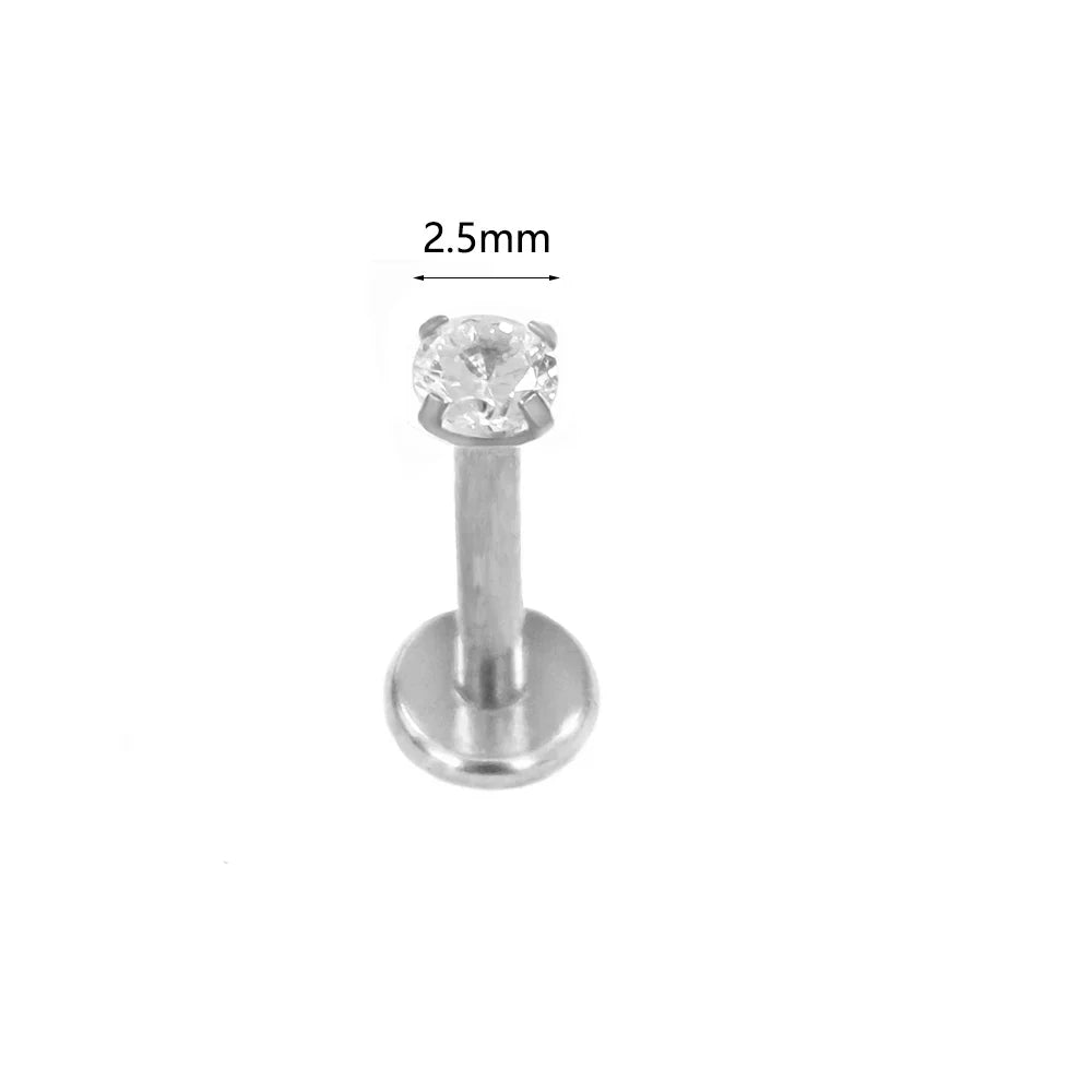 100% 316L Surgical Steel Flower Labret Piercing Butterfly Bee Tragus Snake Cartilage Helix Flat Back CZ Earrings Body Jewelry Vera Lux