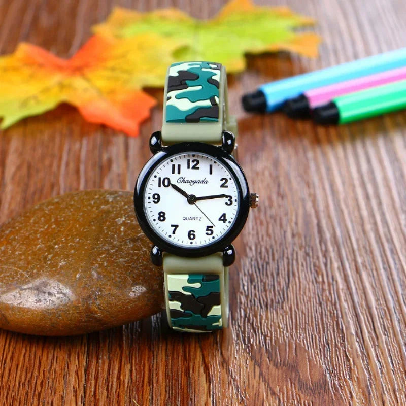 Brand Camo strap children's watch Cartoon Quartz Watches Student Boy Girl Sports Army Fan Cool Wristwatch Dropshipping Vera Lux