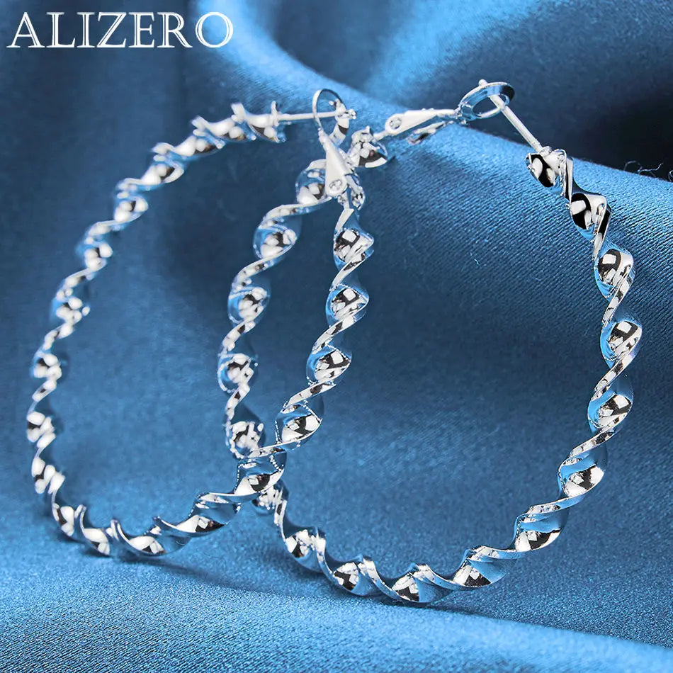ALIZERO 925 Sterling Silver Earrings Simple Round Circle Hoop Earrings For Woman Fashion Wedding Engagement Charm Jewelry Gifts Vera Lux