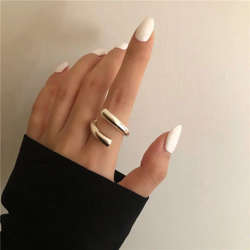925 Sterling Silver Geometry Irregular Simple Open Ring For Women Wedding Luxury Fine Jewelry Gift Female Wholesale Jewellery Vera Lux