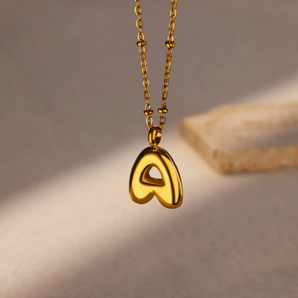 Vintage Initial Letter Necklaces For Women Stainless Steel Chain Collar Pendant Necklace 2024 New Wedding Couple Jewelry Gift Vera Lux