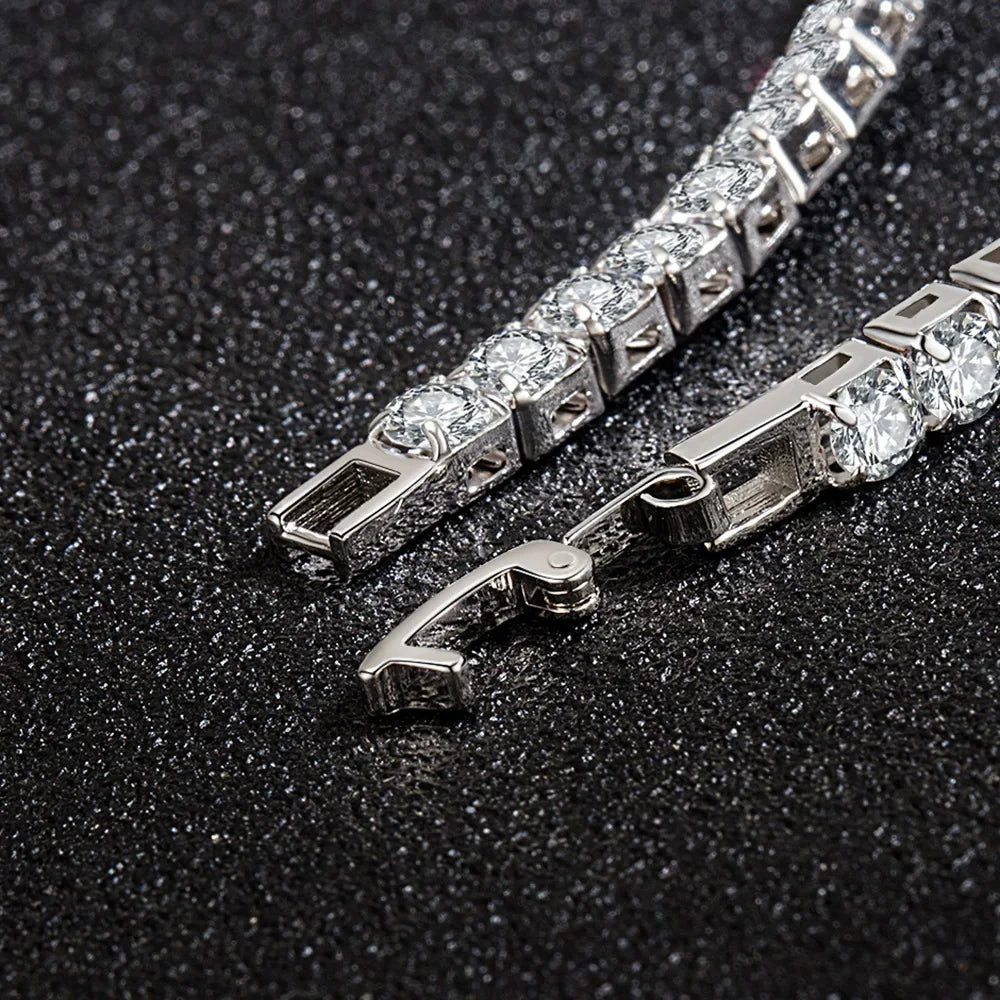 S925 Sterling Silver Bracelet Zirconia Tennis Ball Women Fashion Simple Engagement Wedding Charm Jewelry 4mm 16-23cm Vera Lux