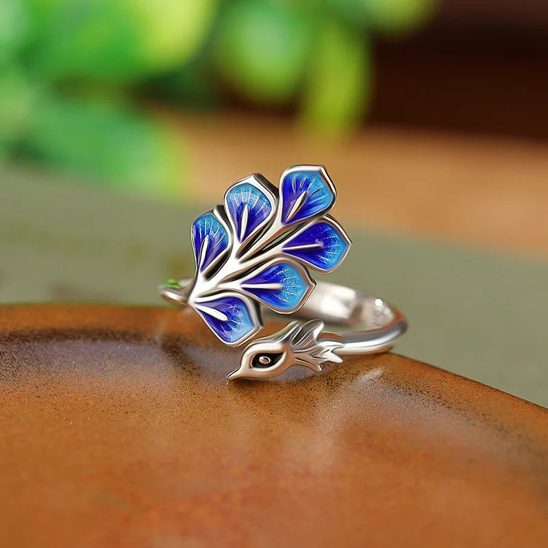 925 Sterling Silver Blue Peacock Wedding Rings For Women Engagement Wedding Fine Jewelry Jewellery Women Wholesale Vera Lux