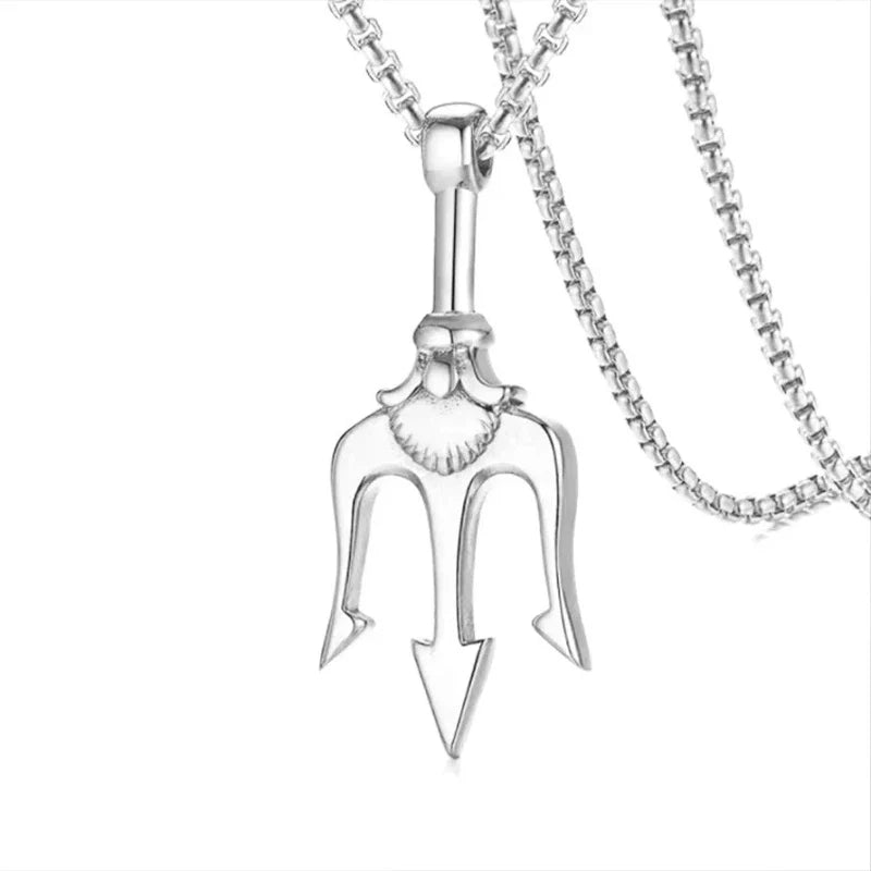 Street Men'sTitanium Steel Necklace Male Hipster Personality Hip Hop West Coast Style Trident Necklace Pendant Vera Lux