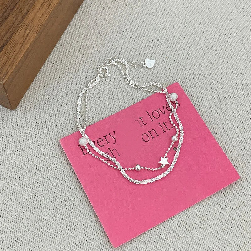 925 Sterling Silver Star Bead Bracelet For Women Fragmented Silver Sweet Romantic Versatile Trend Jewelry Gifts Dropshipping Vera Lux