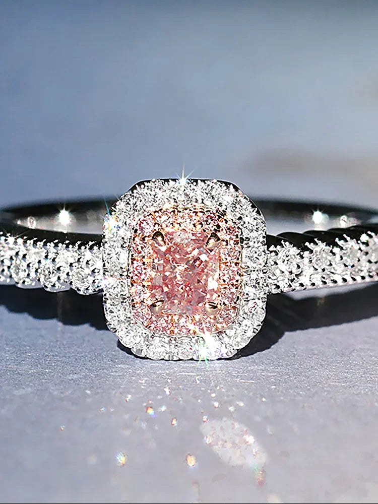 925 Sterling Silve Fashion Delicate Sweet Pink Zircon Ring For Women Anniversary Luxury Personalized High Quality Fine Jewelry Vera Lux