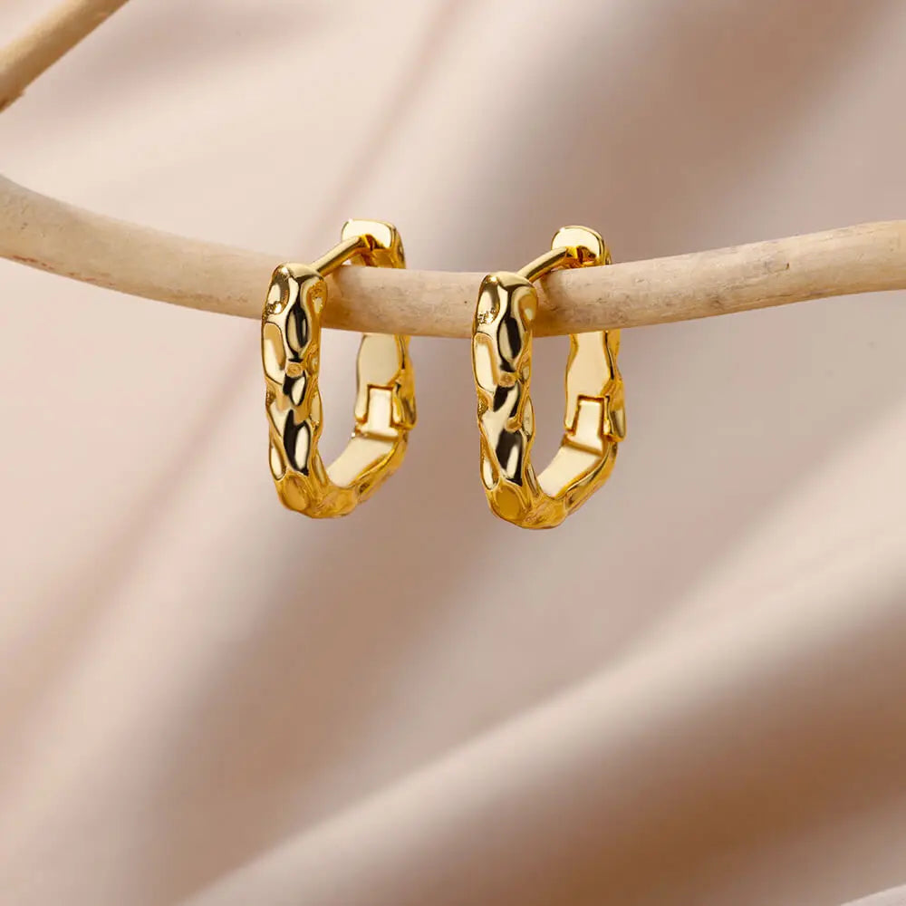 Stainless Steel Hoop Earrings For Women Gold Color Geometric Square Zircon Earring Female Wedding Aesthetic Jewerly Gift mujer Vera Lux