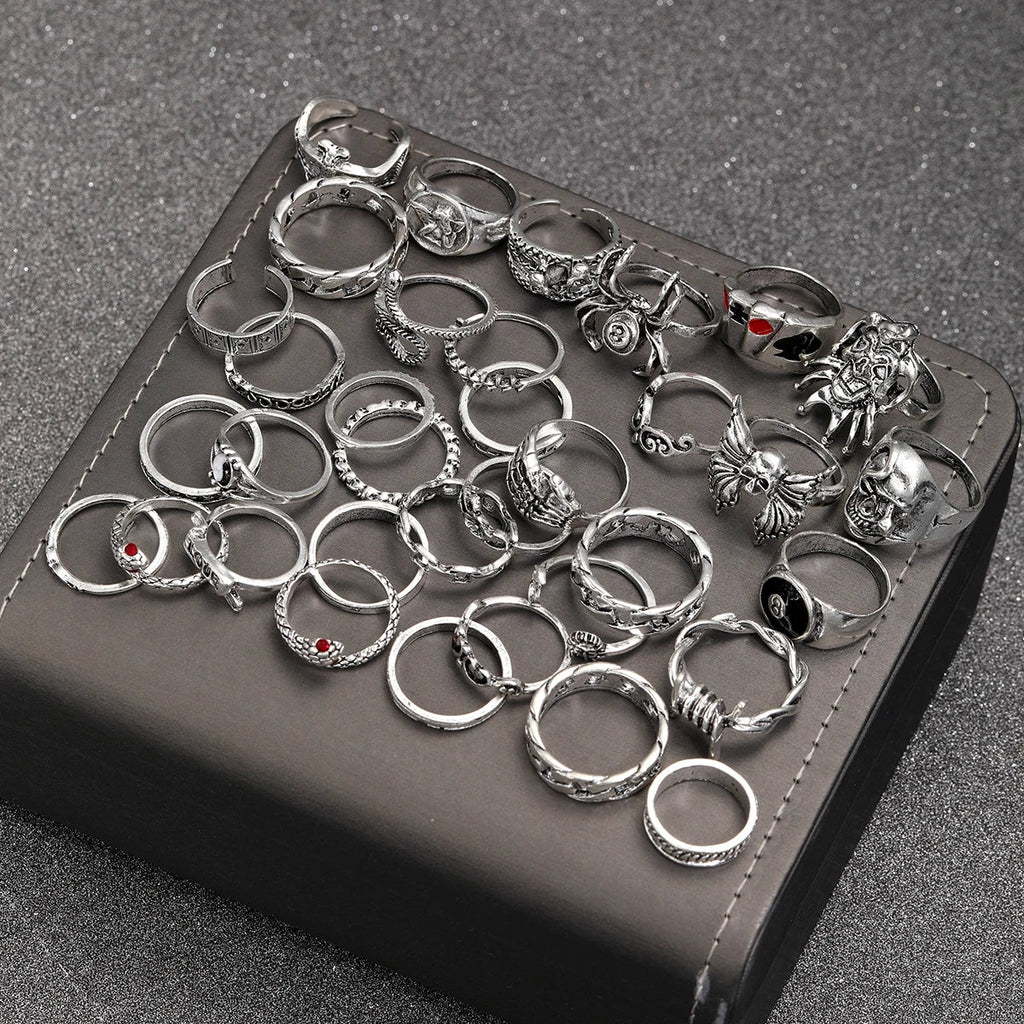 35 Pcs Gothic Ring Set for Men Women Trendy Joker Face Devil Smile Face Finger Ring For Daily Outfits Party Accessories Gifts Vera Lux