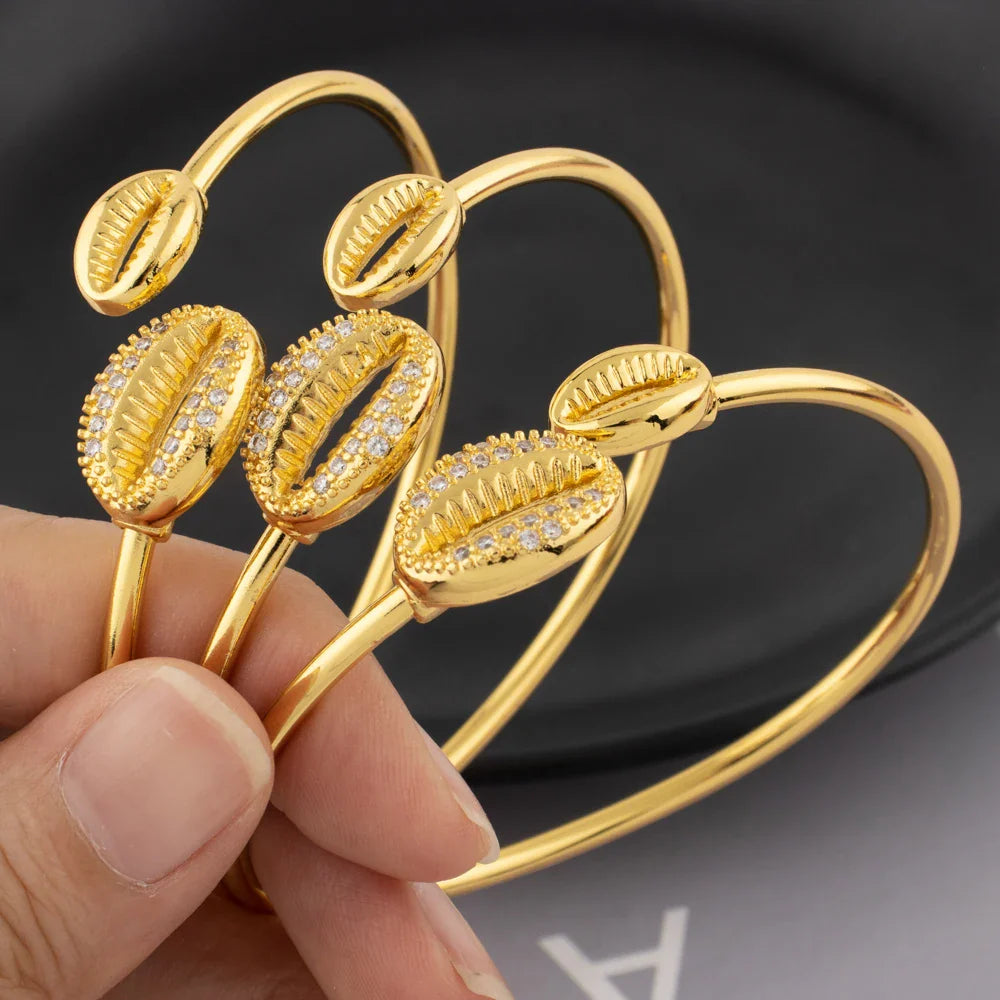 Ocean Shell Bracelet Rings Colorfast Stain-Free Jewelry 18K Gold Color Map of Africa Jewelry Accessories Anniversary Gifts Vera Lux