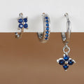 3PCS Fashion Orange Blue Zircon Hanging Earrings Set for Women Stainless Steel Flower Dangle Earring Piercing Jewelry Vera Lux
