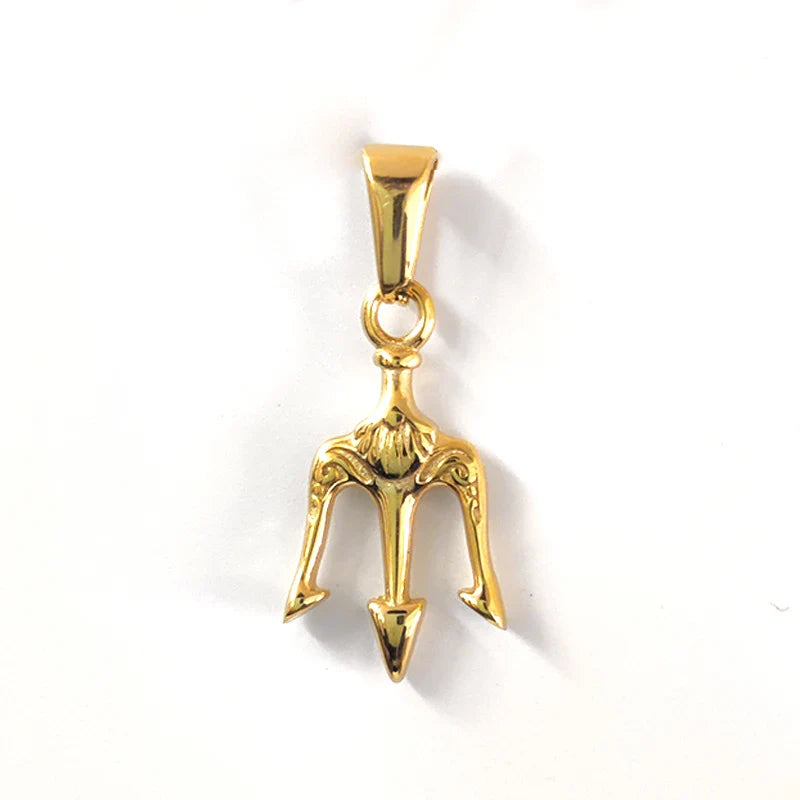 Mythology Medusa Poseidon Trident Charm Stainless Steel Ancient Greek Amulet Neptune Pendant Men 18k Gold Trident Pendant Vera Lux