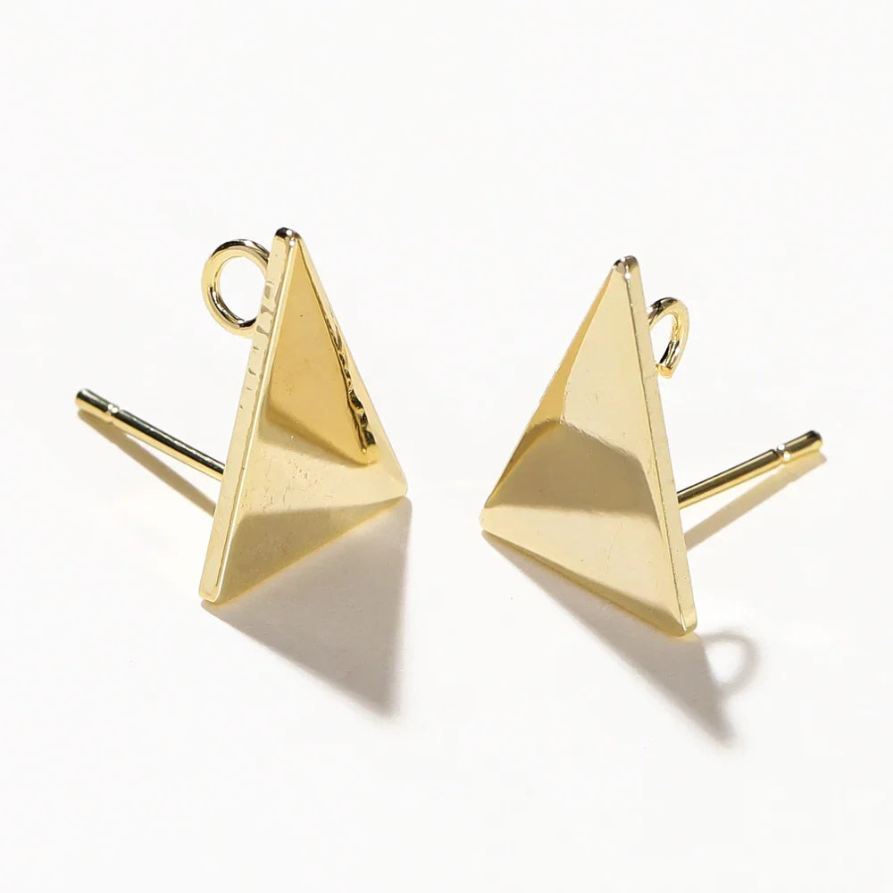 10pcs/lot 10x15MM 18K Gold Plated Brass Triangle Stud Earrings High Quality DIY For Jewelry Making Finding Earrings Accessories Vera Lux