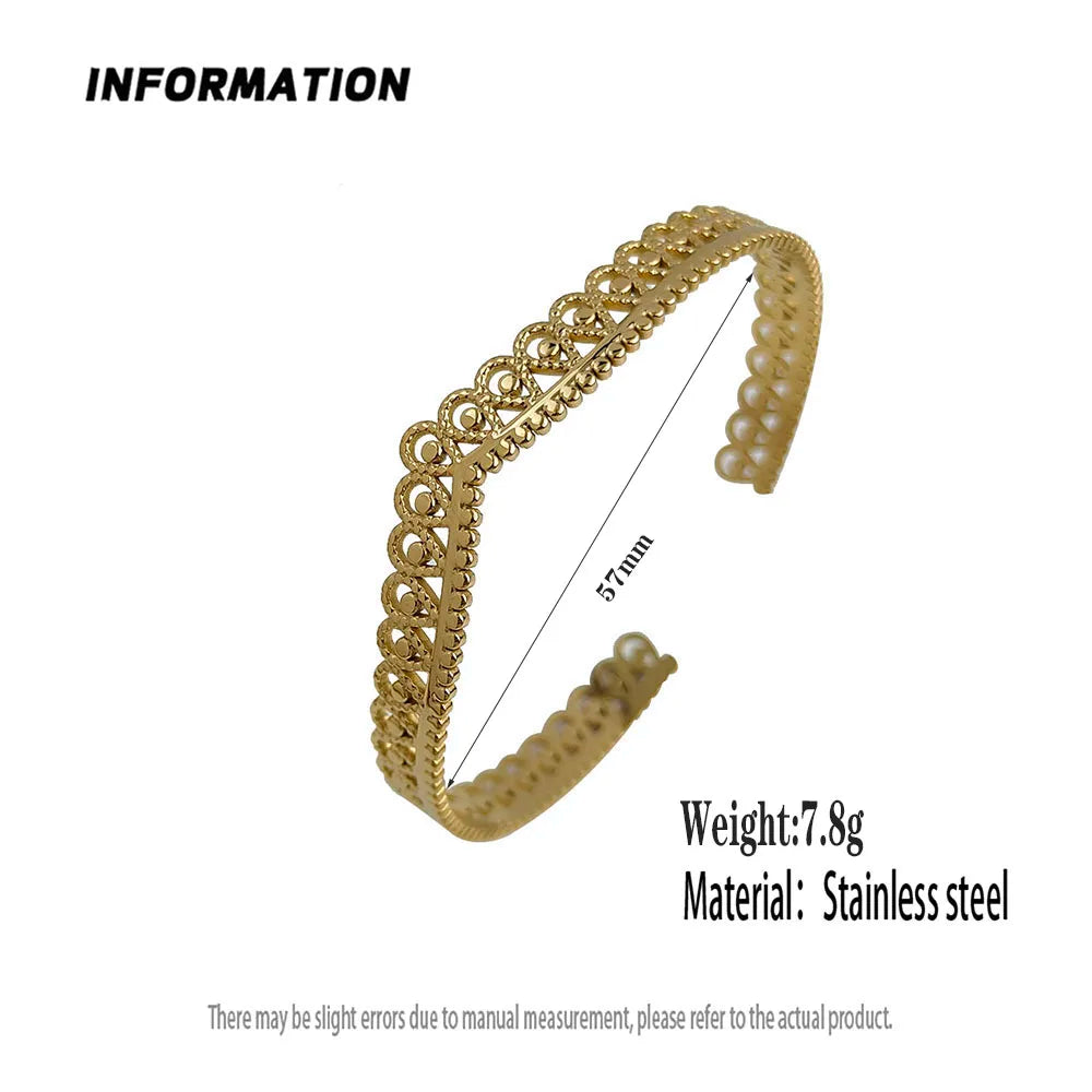 New crown shape stainless steel gold plated 18K bracelet, high quality waterproof silver jewelry, couple gift Vera Lux