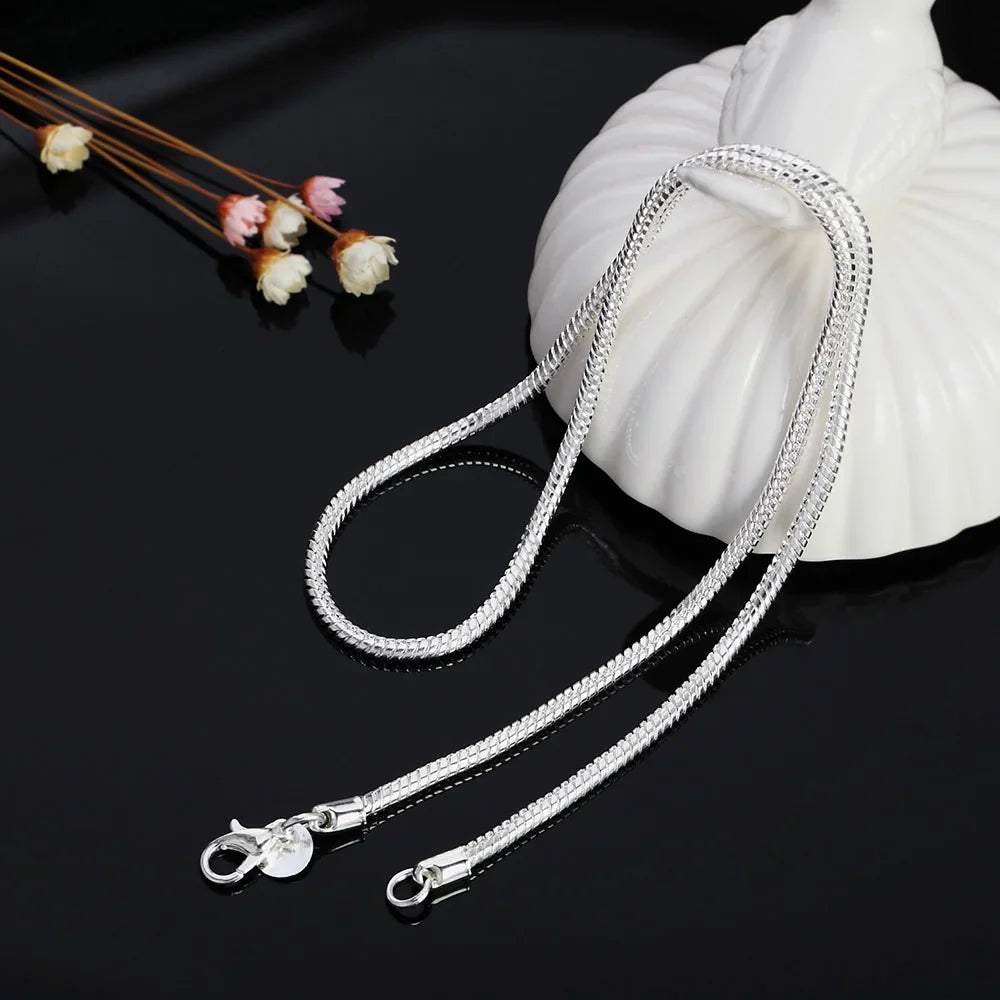 40-75cm 925 Sterling Silver 1MM/2MM/3MM solid Snake Chain Necklace For Men Women Fashion Jewelry for pendant free shipping Vera Lux