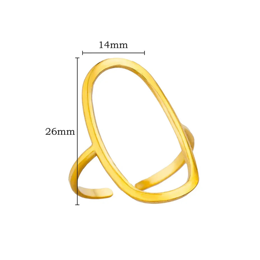 316L Stainless Steel Rings for Women Gold Color Multilayer Geometric Open Ring Vintage Waterproof Wedding Aesthetic Jewelry Gift Vera Lux
