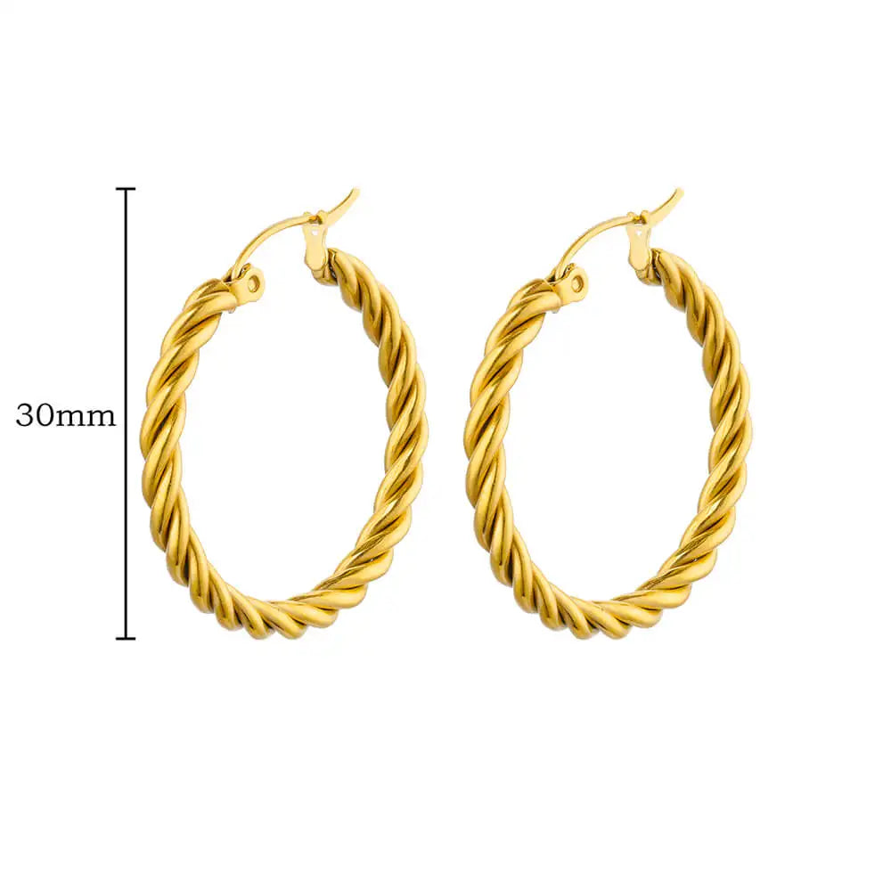 Vintage Round Stainless Steel Hoop Earrings For Women Gold Plated Earring 2023 Trending Statement Ear Jewelry Christmas Gift Vera Lux