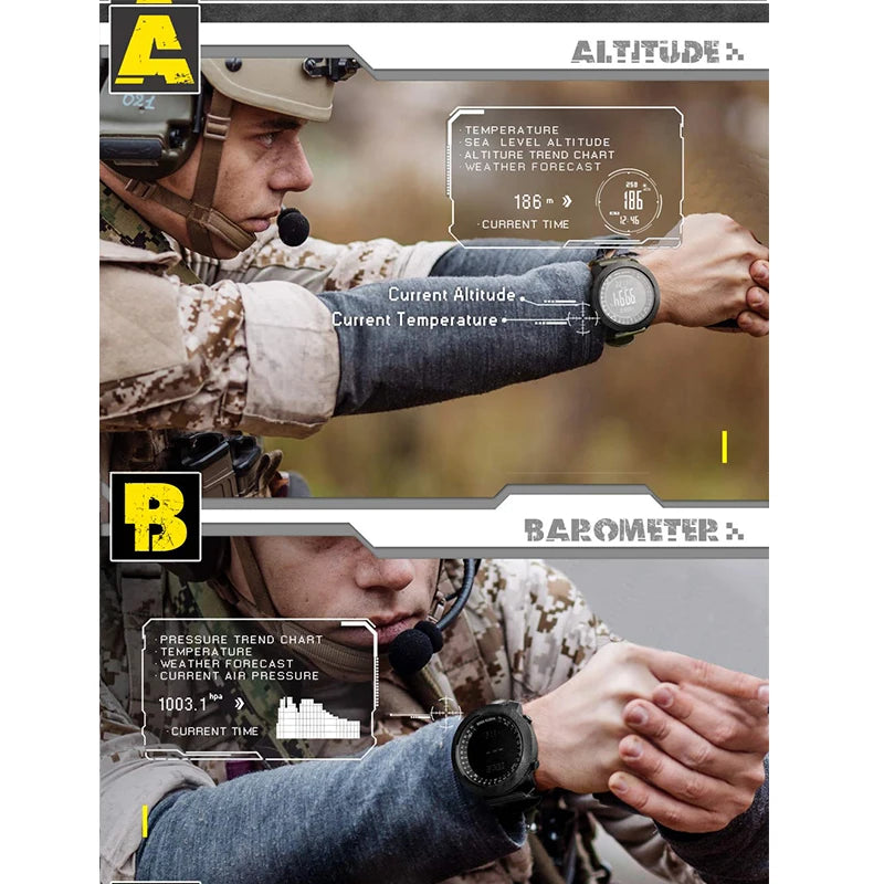 NORTH EDGE Men's sport Digital watch Hours Running Swimming Military Army watches Altimeter Barometer Compass waterproof 50m Whatever the Treasure