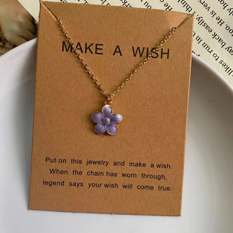 Korean Fashion Choker Necklace for Women Girl Colorful Flower Design Pendant Necklace Cute Romantic Neck Jewelry Wholesale Vera Lux