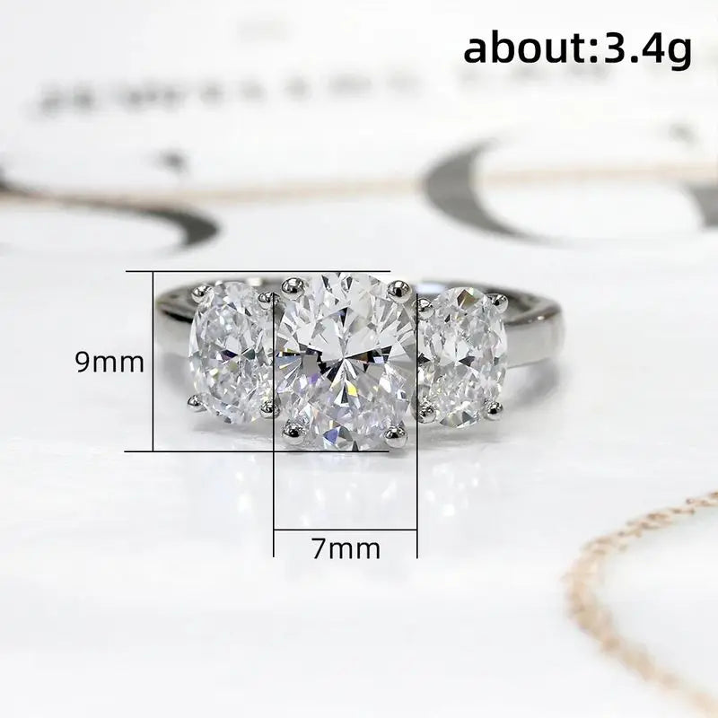 925 Sterling Silver Classic Sparkling Oval Zircon Rings For Women High Quality Wedding Party  Trendy Jewelry Anniversary Gift Vera Lux