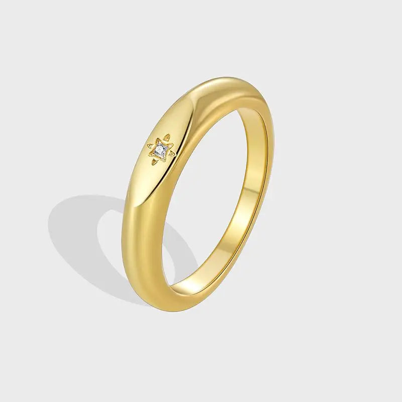 925 Sterling Silve Fashion Wedding North Star Ring For Women Cubiz Zircon Finger Rings Female Engagement Jewelry Accessories Vera Lux
