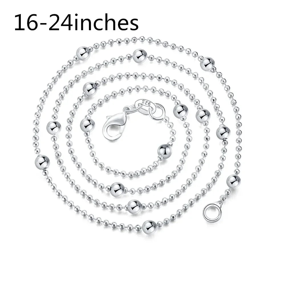 925 Sterling Silver charms Round beads chain Necklace For Women 16-24 inch Fashion party wedding noble Jewelry Holiday gifts Vera Lux