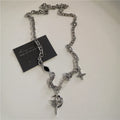 Punk Rock Black Heart Cross Pendant Chain Necklace For Men Women Cool Hip Hop Street Vintage 90s Y2K Grunge Goth Accessories Vera Lux