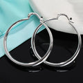 925 Sterling Silver 40mm Smooth Round Hoop Earrings For Women Wedding Party Elegant Luxury Quality Jewelry Accessories Vera Lux