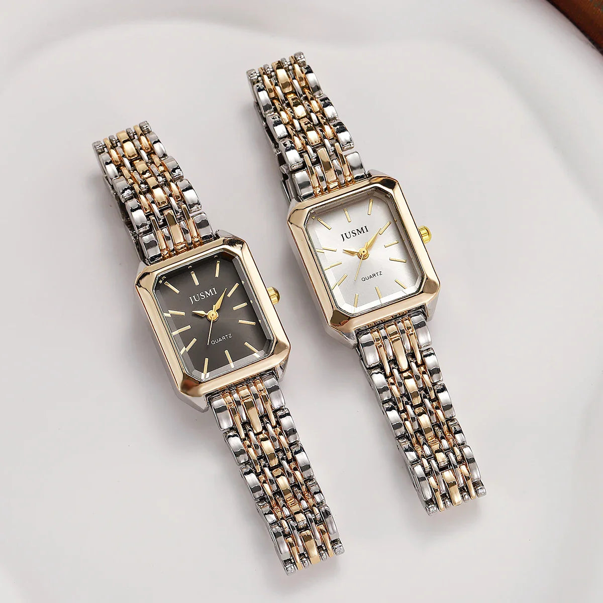 New Fashionable Simple Explosive Square Bar Scale Dial Steel Strip Quartz Watch Vera Lux