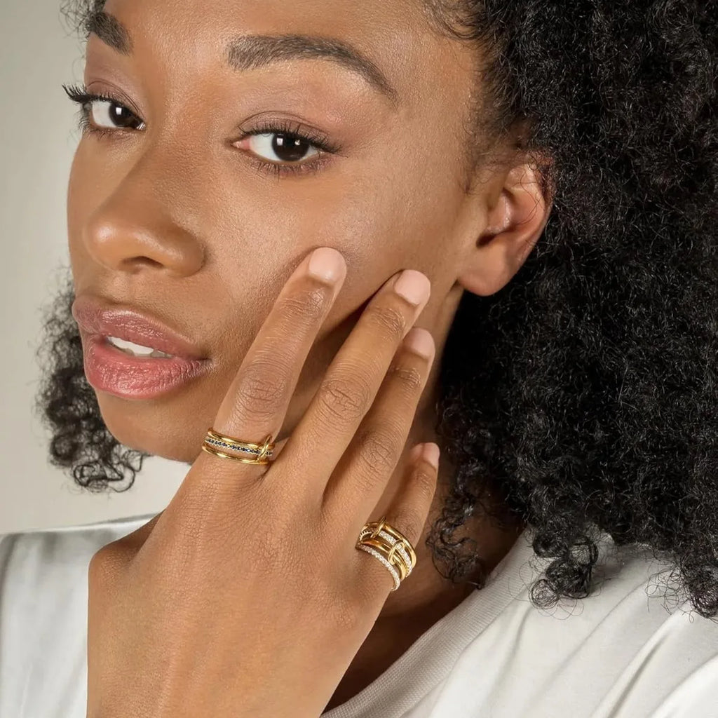 A Niche Two-Color Four-Ring Copper Jewelry Ring, Hypoallergenic, Ins Style, Stacking Artifact, Suitable For Young Women Vera Lux