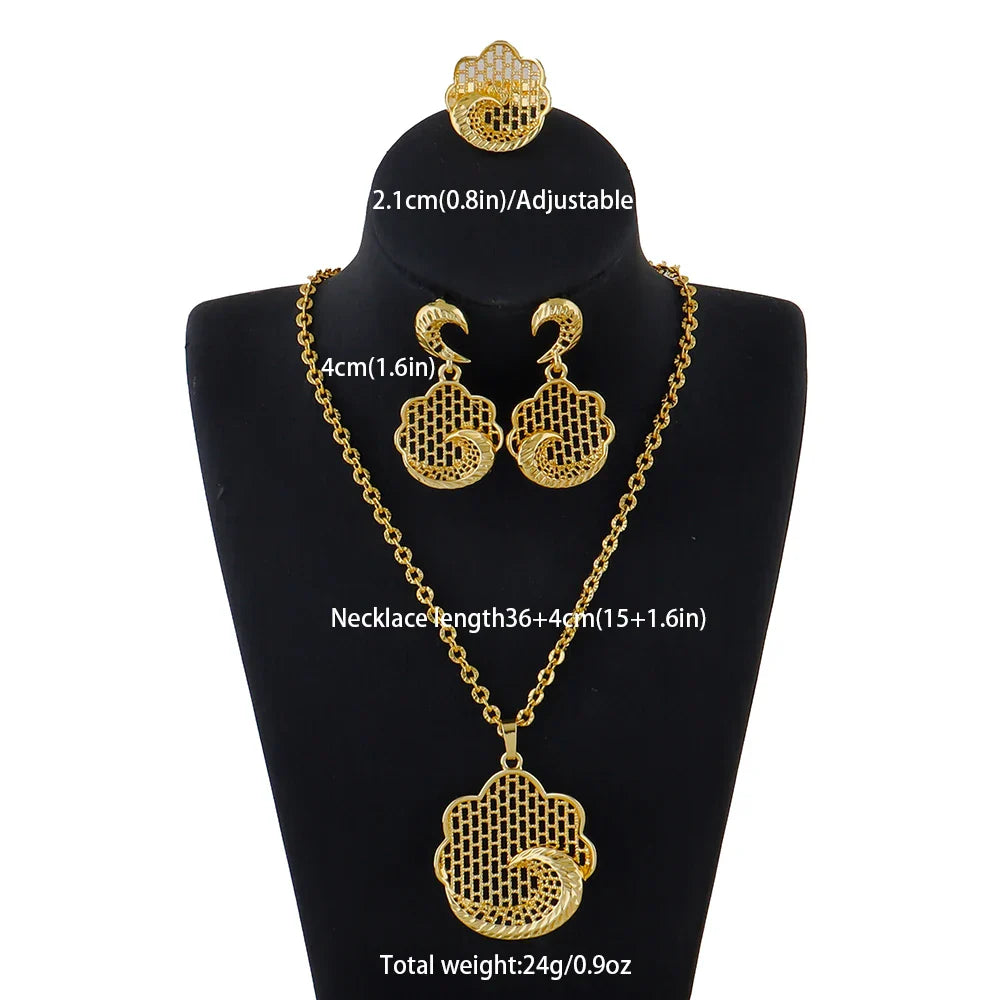 fashion gold jewelry set stainless steel earrings necklaces for women simple Personality gift wedding party Accessories Vera Lux
