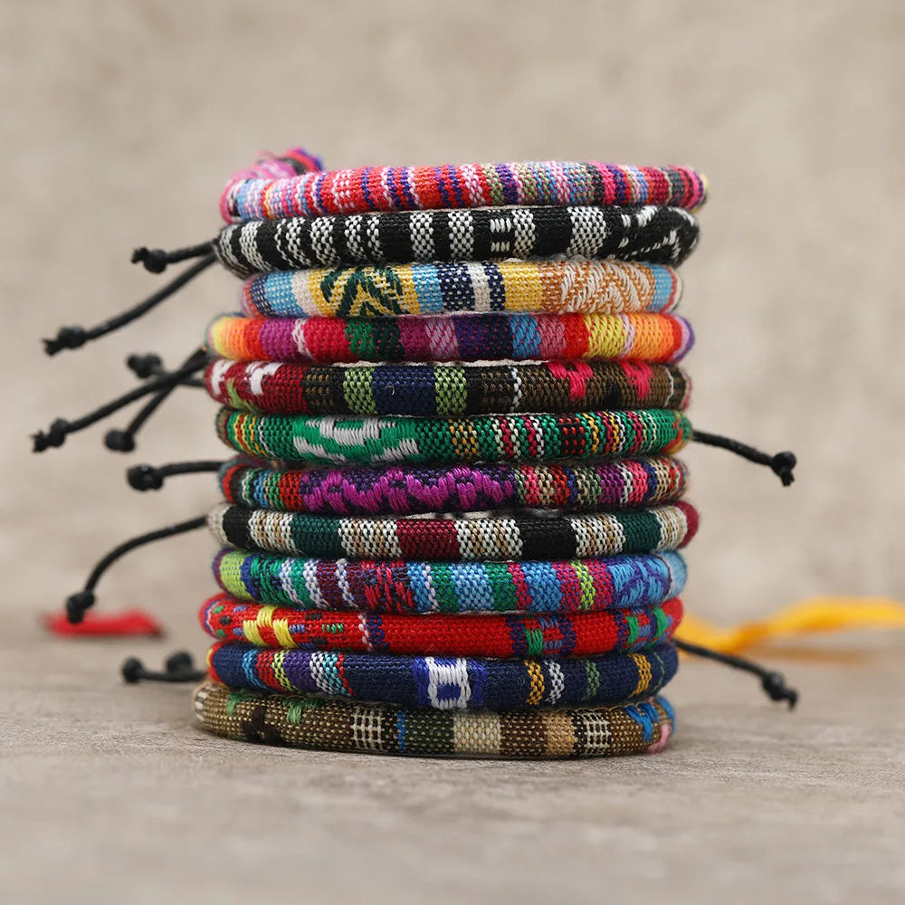 12Pcs Nepal Ethnic Colorful Bracelet Set For Women Bohemia Fabric Braided Rope Wristbands Men Bangle Fashion Summer Jewelry Vera Lux