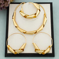 Luxury Gold Plated Dubai Jewelry Set For Women African Copper Twist Bold Design Earrings Necklace Bracelet Quality Jewelry Gift Vera Lux