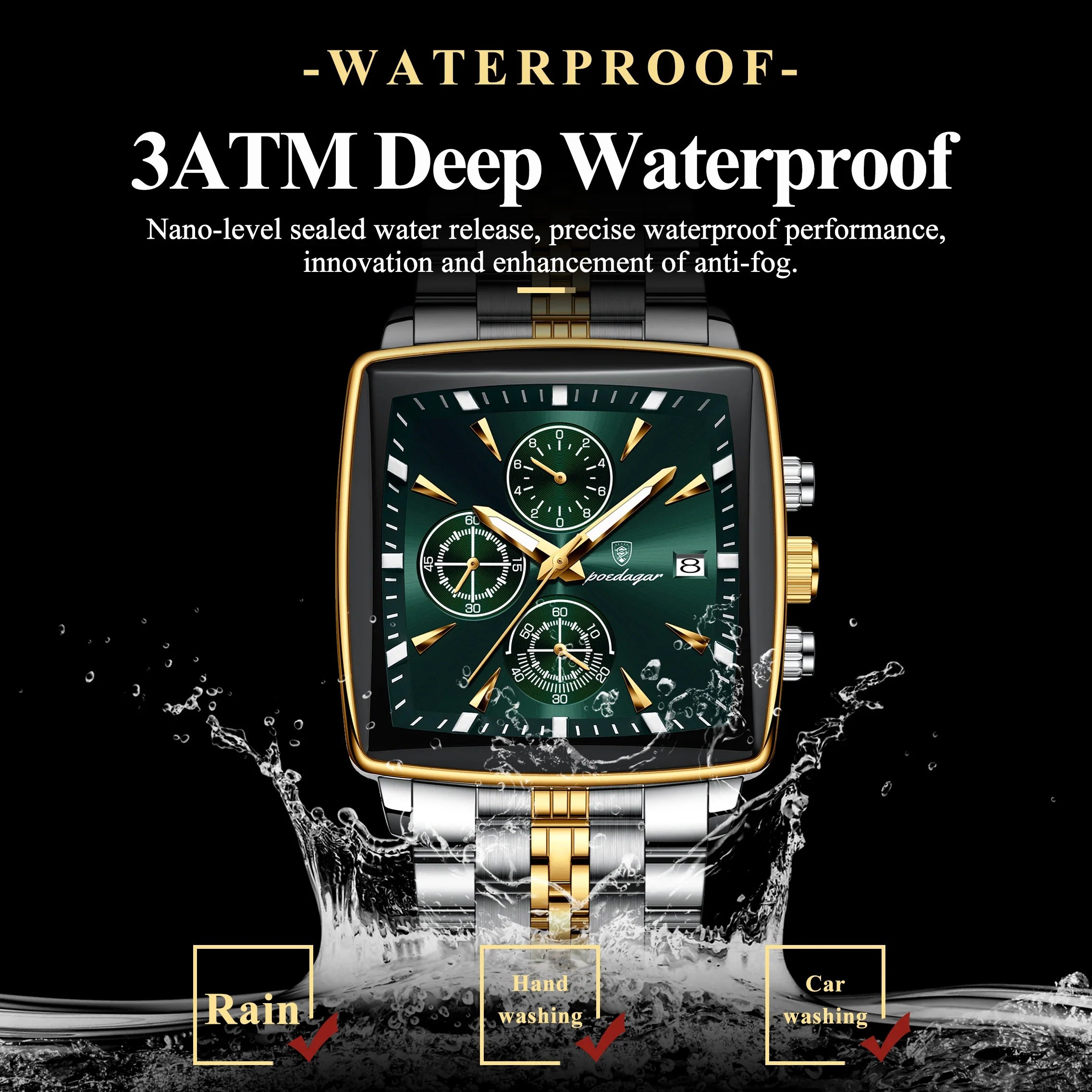 POEDAGAR Top Luxury Male Wristwatch Waterproof Luminous Stainless Steel Men Watch Chronograph Date Business Quartz Men's Watches Vera Lux
