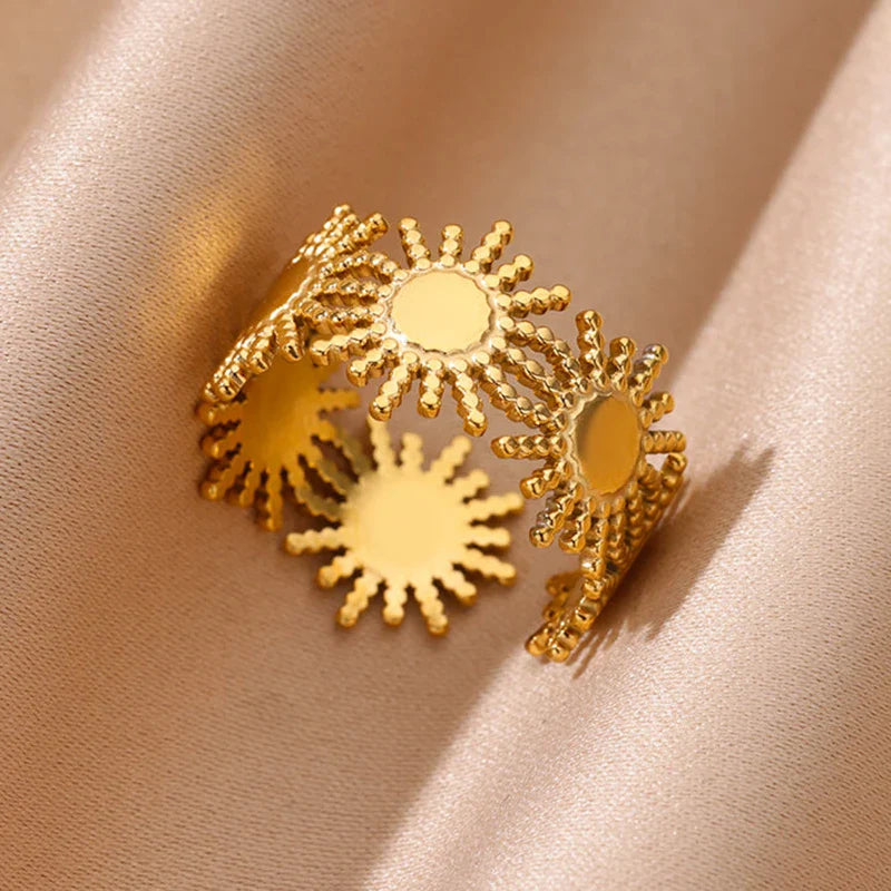 Anti-Stress Rotating Beads Rings for Women Men Gold Color Stainless Steel Double Smooth Beads Finger Ring Party Jewelry Gift Vera Lux